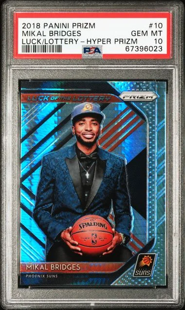 2018-19 Panini Prizm Mikal Bridges Luck Of The Lottery Hyper Prizm #10 card image
