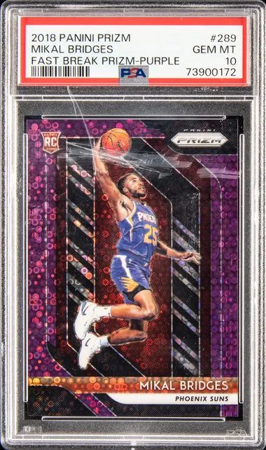 2018-19 Panini Prizm Mikal Bridges Red Fast Break Prizm #289 card image