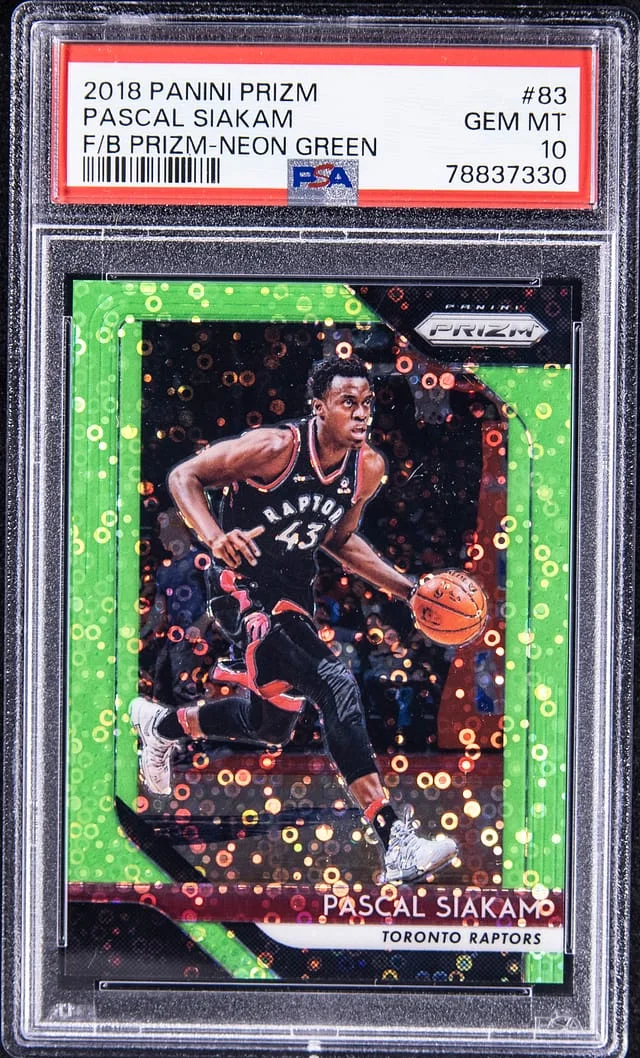 2018-19 Panini Prizm Pascal Siakam Fast Break Prizm Neon Green #83 card image