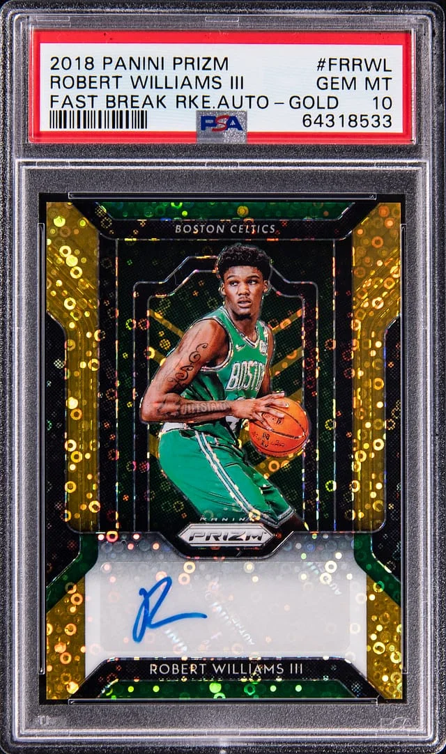 2018-19 Panini Prizm Robert Williams III Fast Break Autographs Gold #FR-RWL card image