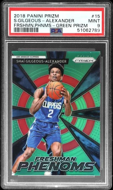 2018-19 Panini Prizm Shai Gilgeous-Alexander Freshman Phenoms Green Prizm #15 card image