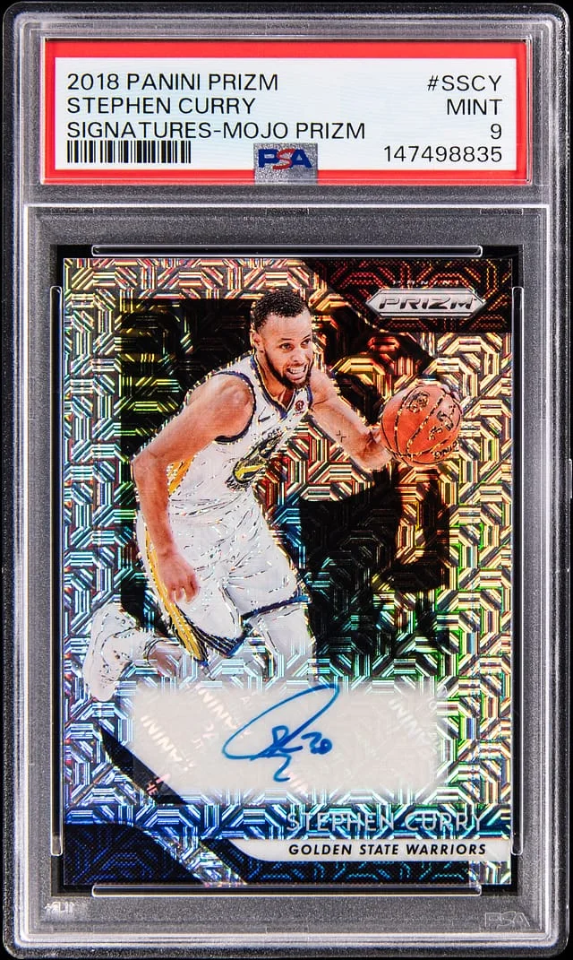 2018-19 Panini Prizm Steph Curry Signatures Mojo Prizm #SSCY card image