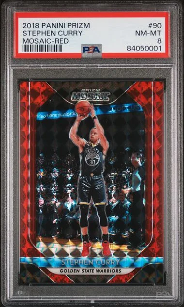 2018-19 Panini Prizm Stephen Curry Mosaic Red #90 card image