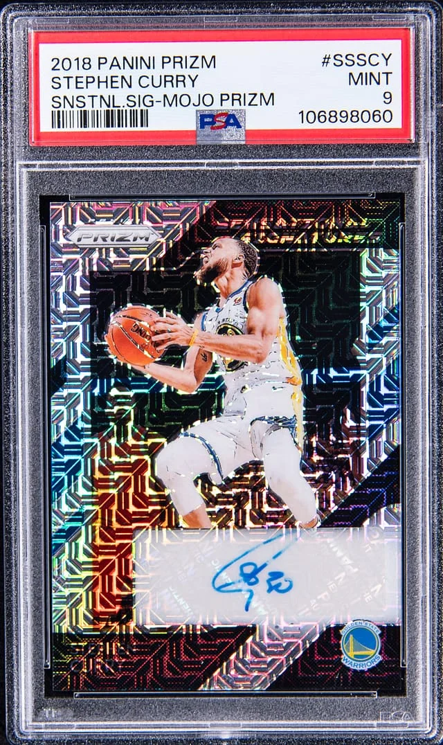 2018-19 Panini Prizm Stephen Curry Sensational Signatures Mojo Prizm #SS-SCY card image