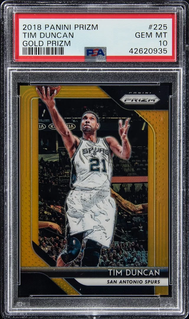 2018-19 Panini Prizm Tim Duncan Gold Prizm #225 card image