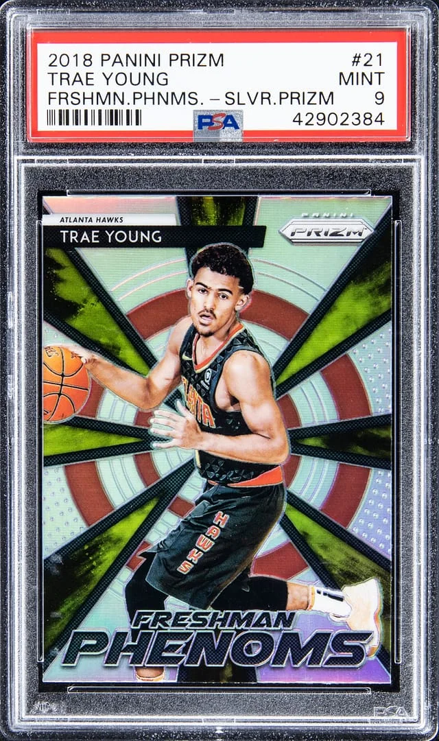 2018-19 Panini Prizm Trae Young Freshman Phenoms Silver #21 card image