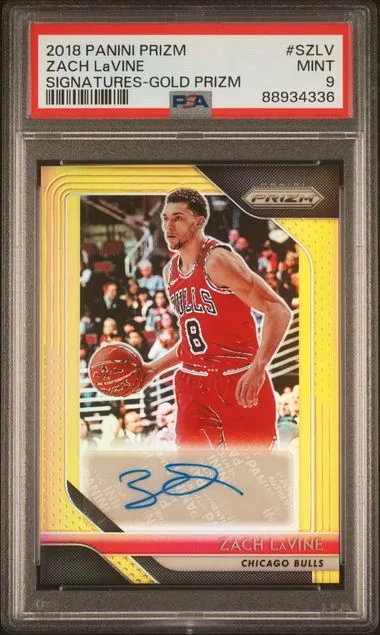 2018-19 Panini Prizm Zach Lavine Signatures Gold Prizm #SZLV card image