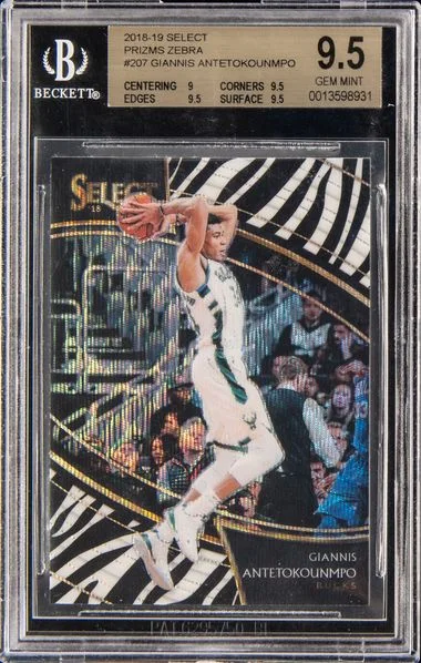 2018-19 Panini Select Giannis Antetokounmpo Zebra Prizm #207 card image