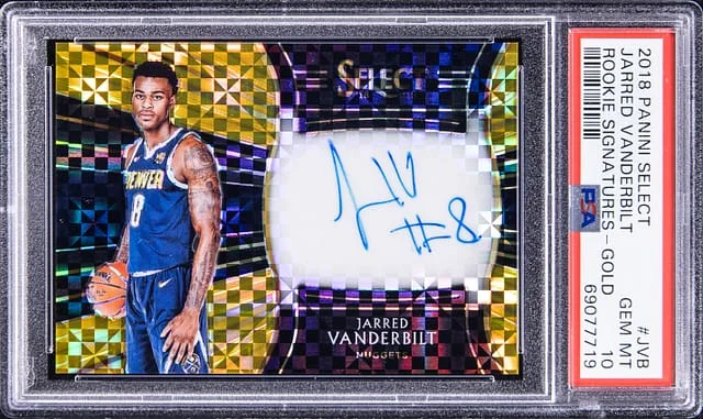 2018-19 Panini Select Jarred Vanderbilt Signatures Gold #RS-JVB card image