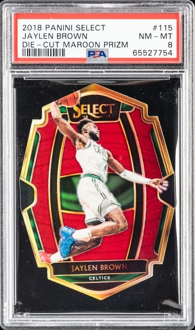 2018-19 Panini Select Jaylen Brown Die-Cut Maroon Prizm #115 card image