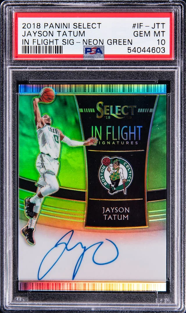 2018-19 Panini Select Jayson Tatum In Flight Signatures Neon Green #IFJTT card image