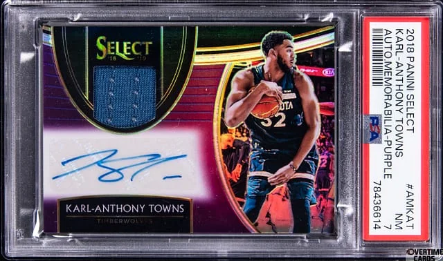 2018-19 Panini Select Karl-Anthony Towns Autograph Memorablilia - Purple #AMKAT card image