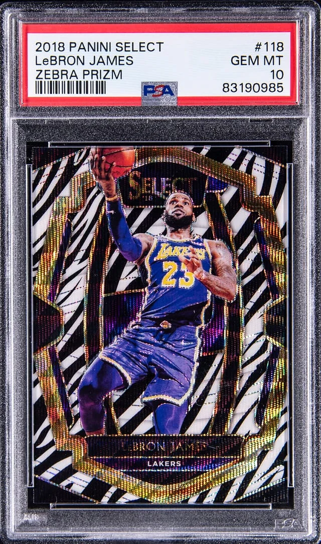 2018-19 Panini Select LeBron James Zebra Prizm #118 card image