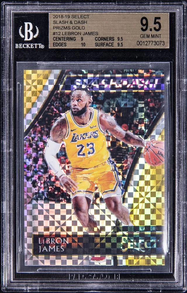 2018-19 Panini Select LeBron James Slash & Dash Gold Prizm #12 card image