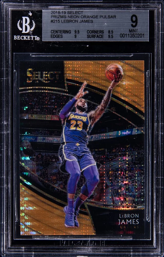 2018-19 Panini Select LeBron James Prizm Neon Orange Pulsar Prizm #215 card image