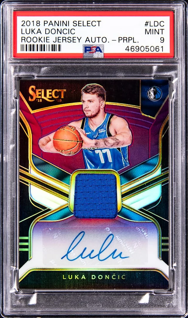 2018-19 Panini Select Luka Doncic Jersey Autographs Purple #LDC card image
