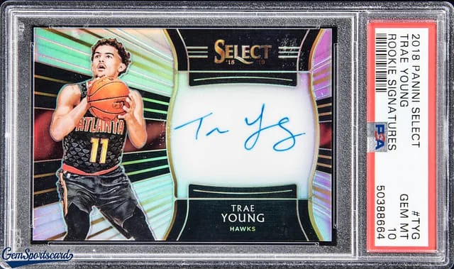 2018-19 Panini Select Trae Young Signatures #RS-TYG card image