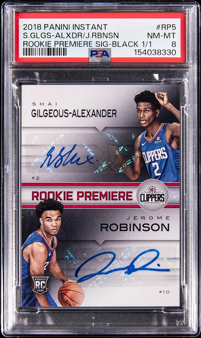 2018-19 Panini Shai Gilgeous-Alexander/Jerome Robinson Instant Premiere Signatures Black #RP5 card image