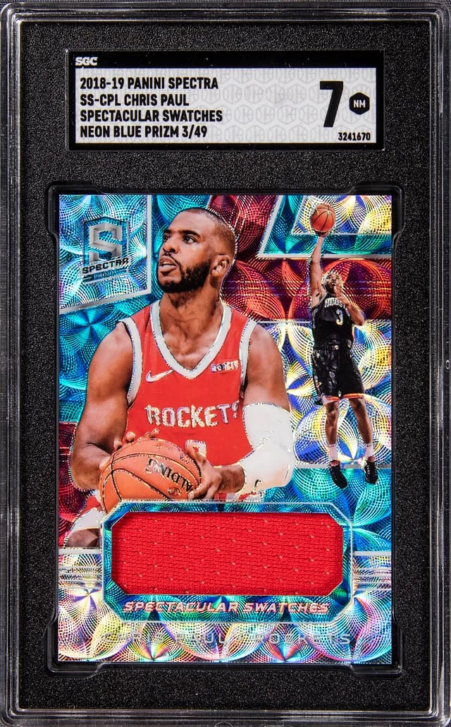2018-19 Panini Spectra Chris Paul Spectacular Swatches Neon Blue Prizm #SS-CPL card image