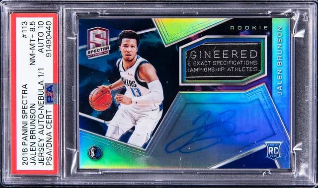 2018-19 Panini Spectra Jalen Brunson Jersey Autograph Neon Blue #113 card image
