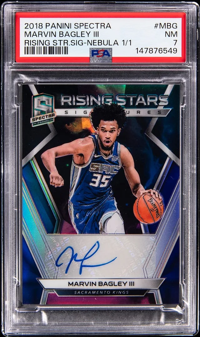2018-19 Panini Spectra Marvin Bagley III Rising Star Signatures Nebula #RS-MBG card image