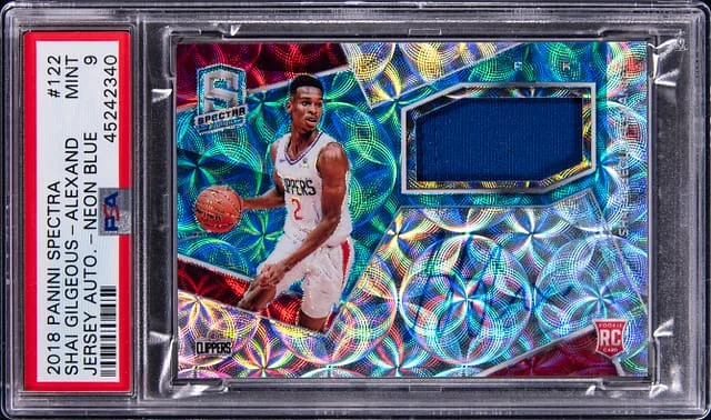 2018-19 Panini Spectra Shai Gilgeous-Alexander Jersey Autograph Neon Blue #122 card image