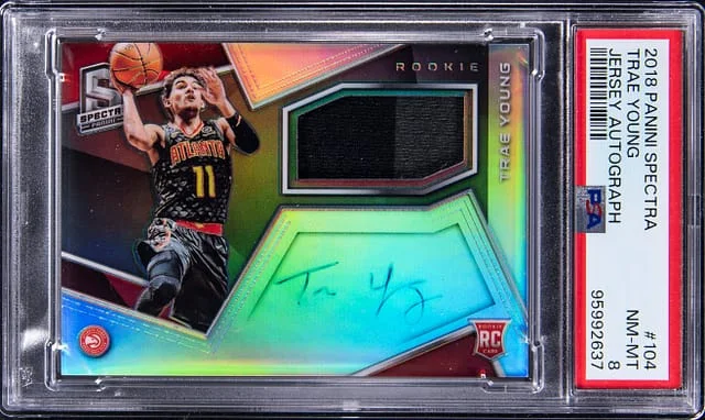 2018-19 Panini Spectra Trae Young Jersey Autograph #104 card image