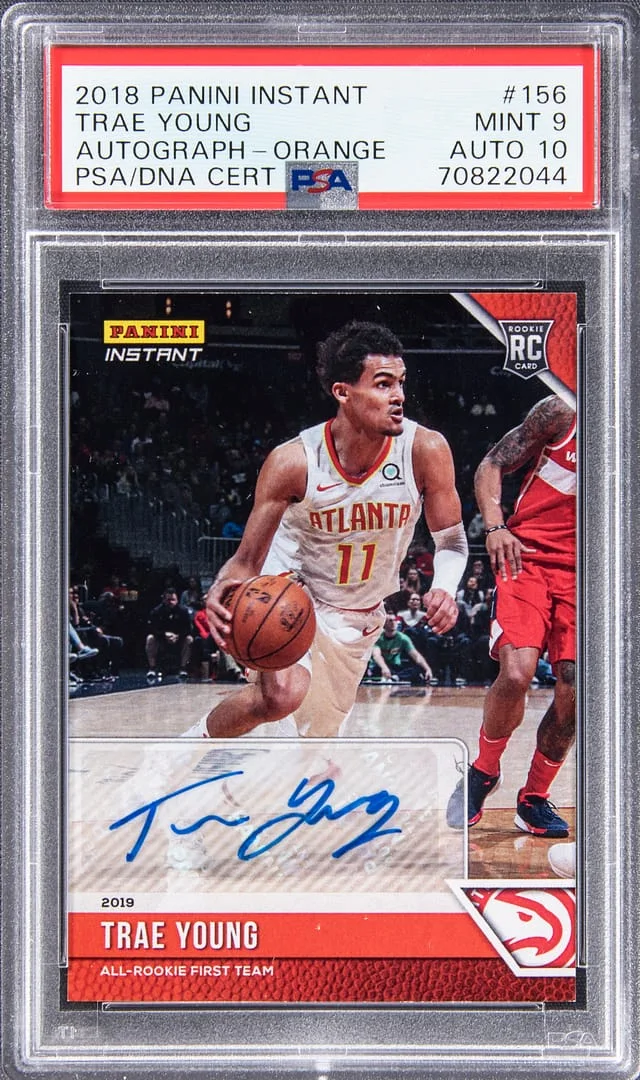 2018-19 Panini Trae Young Instant Autographs Orange #156 card image