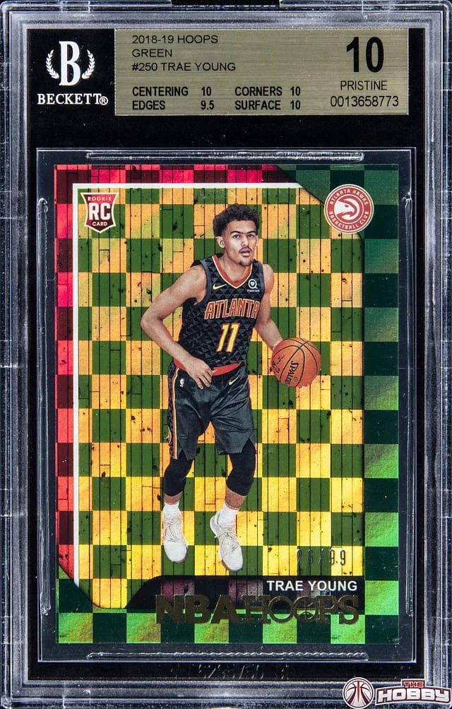 2018-19 Panini Trae Young NBA Hoops Green #250 card image