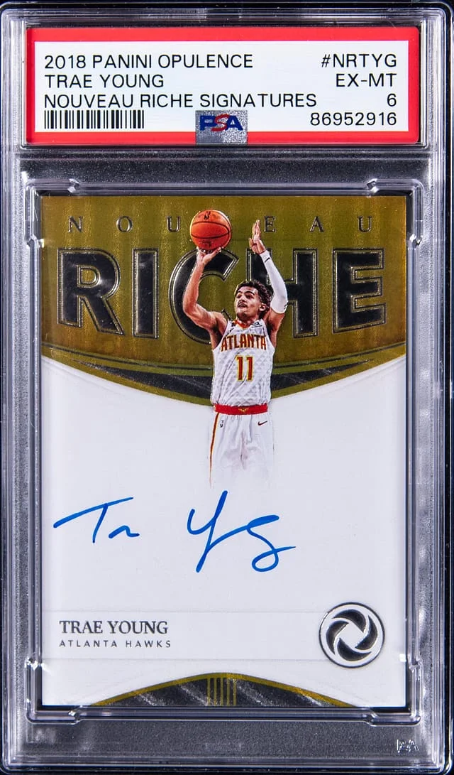 2018-19 Panini Trae Young Opulence Nouveau Riche Signatures #NRTYG card image