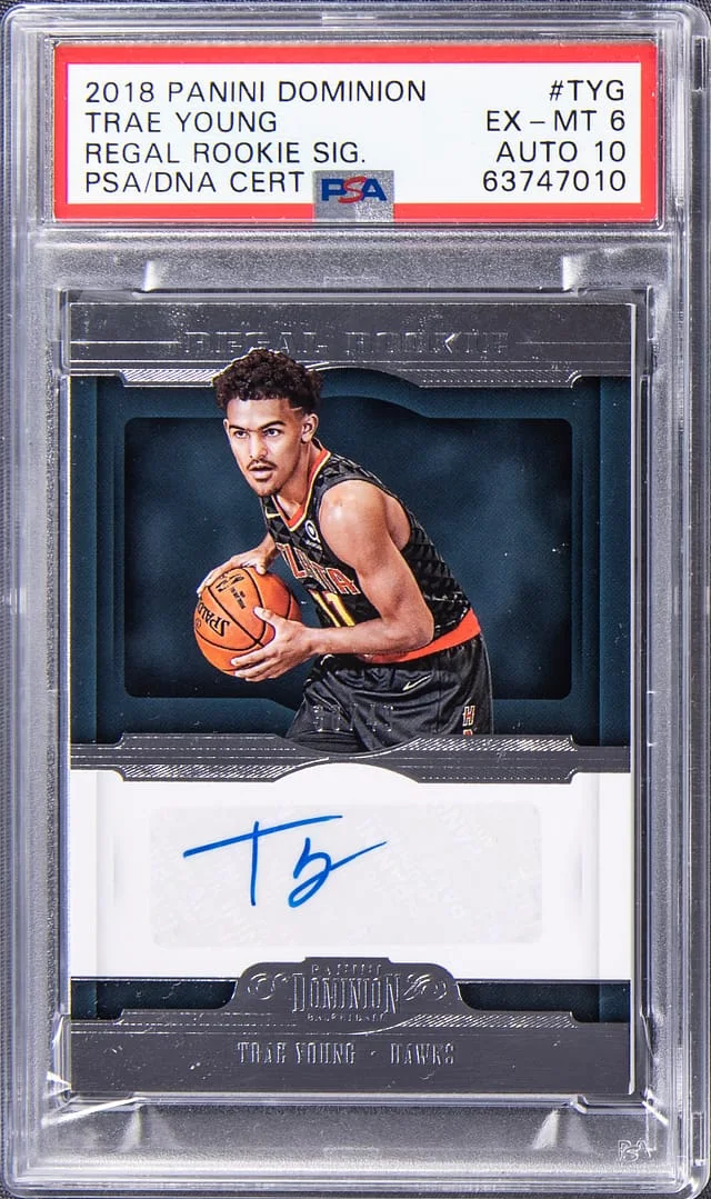 2018-19 Panini Trae Young Dominion Regal Signatures #RR-TYG card image