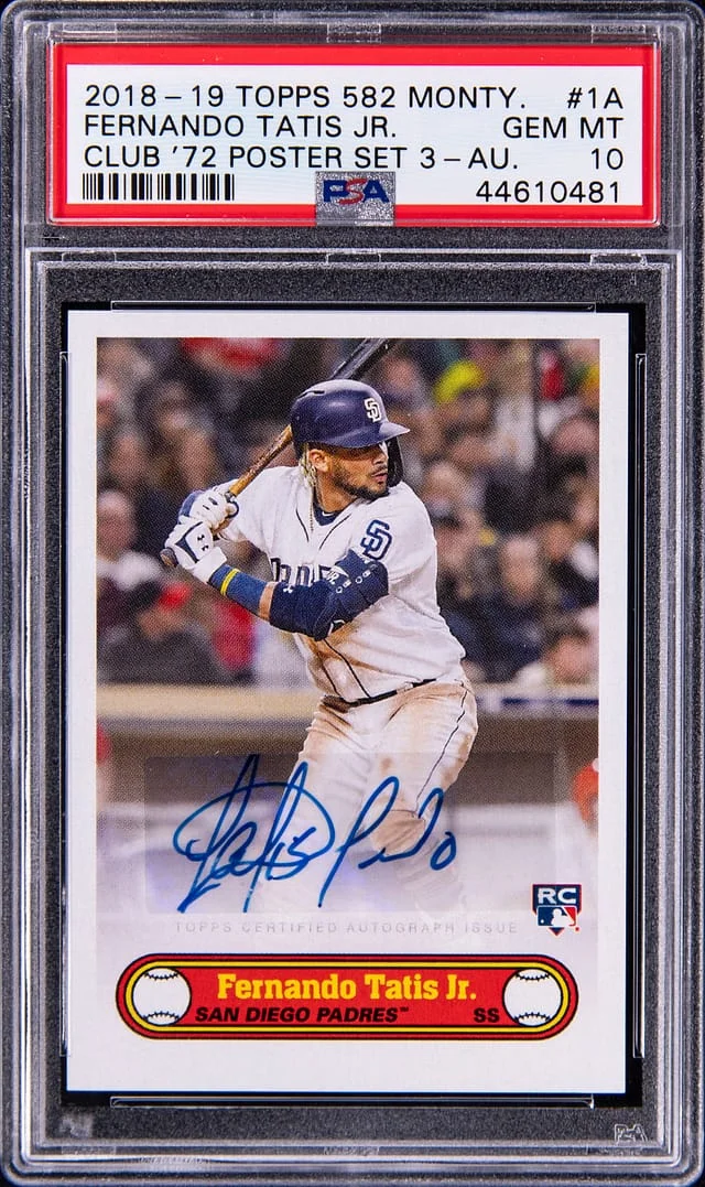 2018-19 Topps Fernando Tatis Jr. 582 Montgomery Club 1972 Poster Set 3 Autograph #1A card image