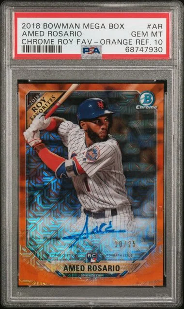 2018 Bowman Amed Rosario Mega Box Chrome of the Year Favorites Orange Refractor #ROYFA-AR card image