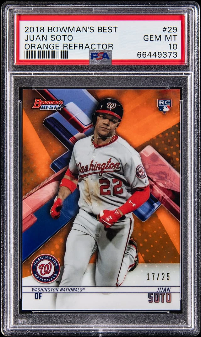 2018 Bowman Best Juan Soto Orange Refractor #29 card image