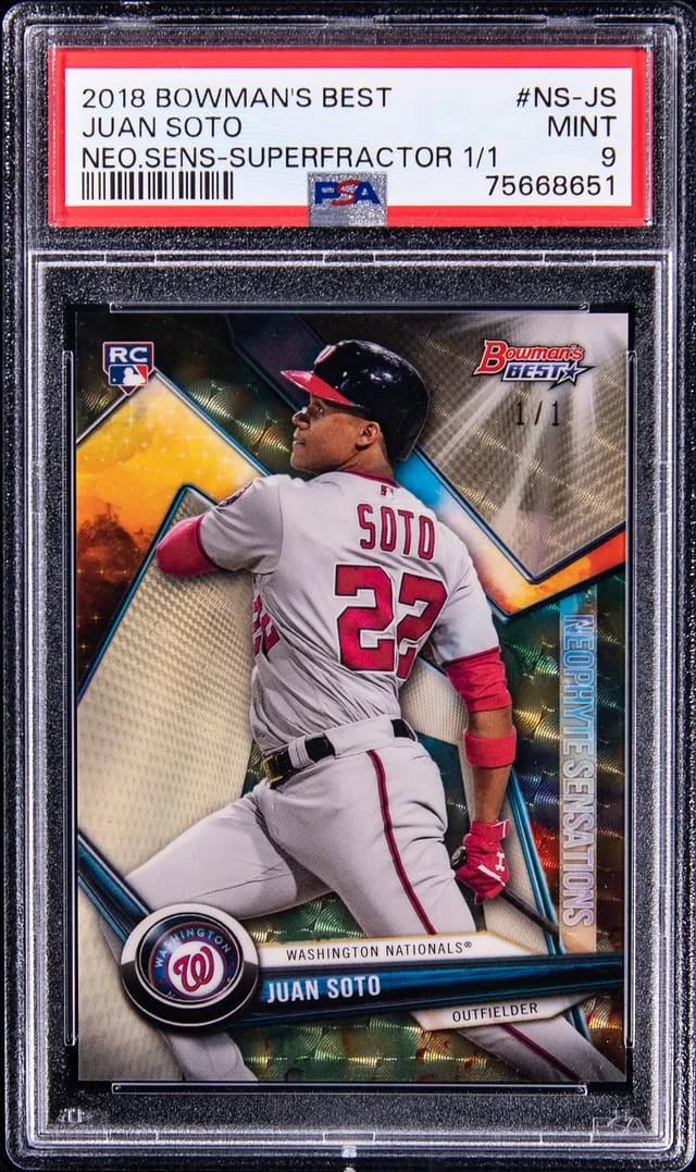 2018 Bowman Best Juan Soto Neophyte Sensations SuperFractor #NS-JS card image