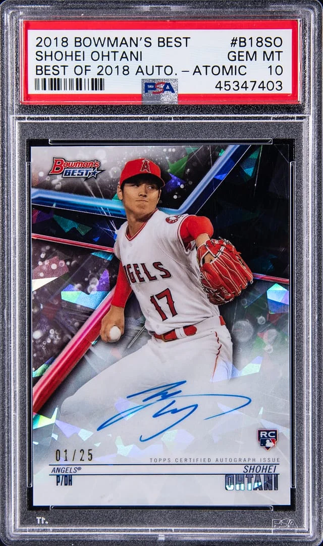 2018 Bowman Best Shohei Ohtani of '18 Autographs Atomic Refractor #B18-SO card image