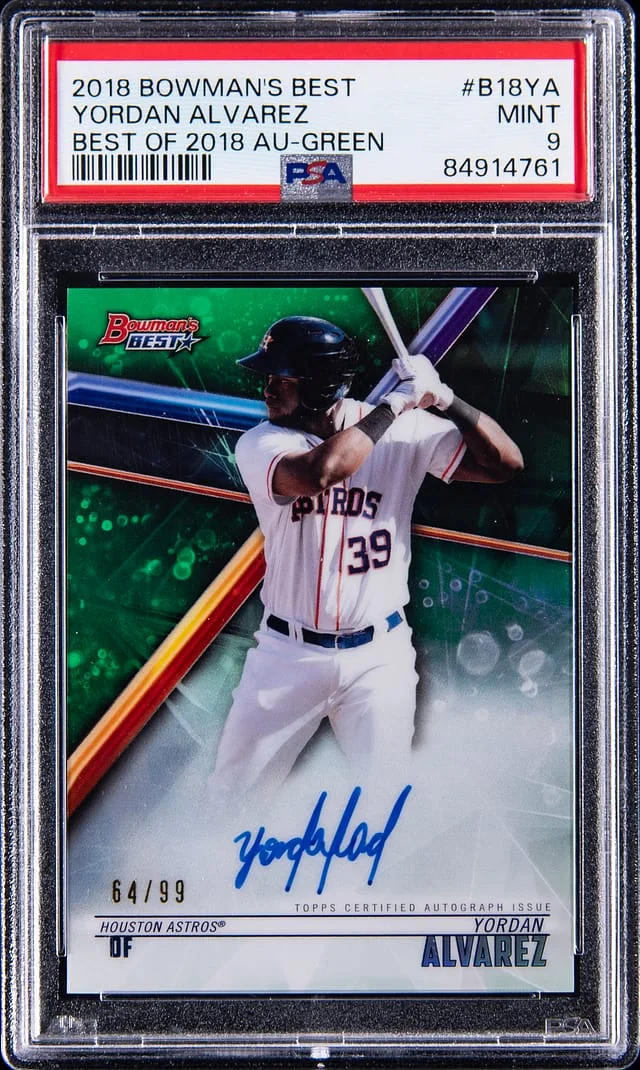 2018 Bowman Best Yordan Alvarez Best of 2018 Autographs Green #B18-YA card image