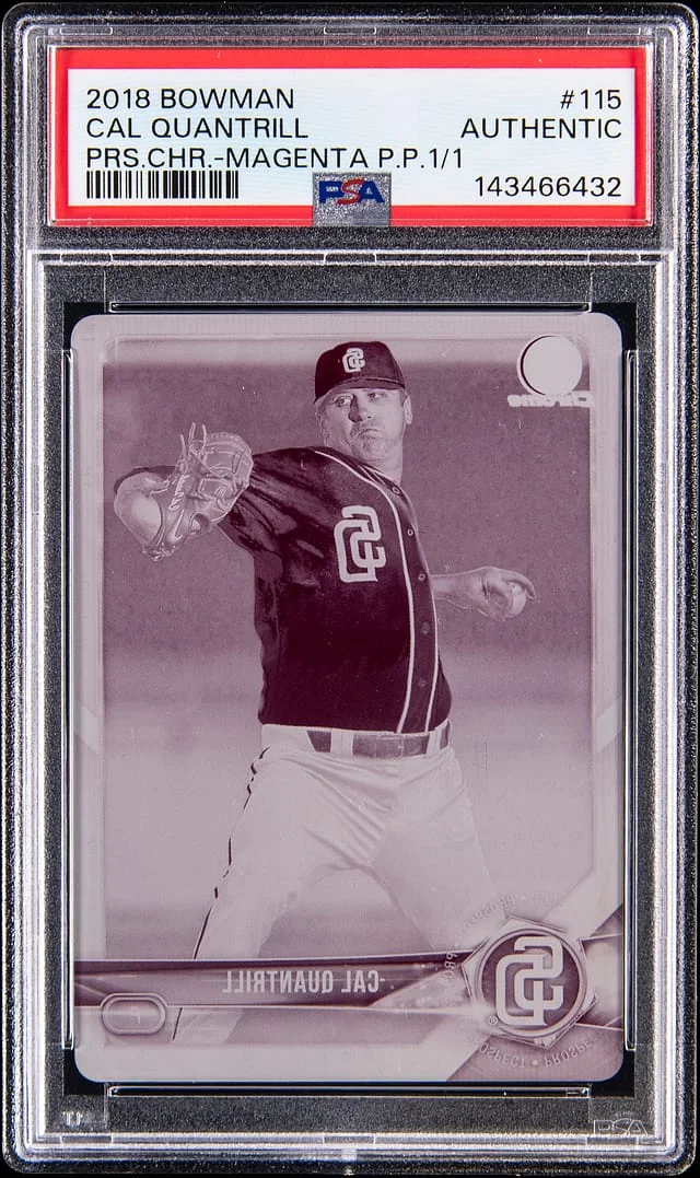 2018 Bowman Cal Quantrill Prospects Chrome Magenta Printing Plate #BCP115 card image