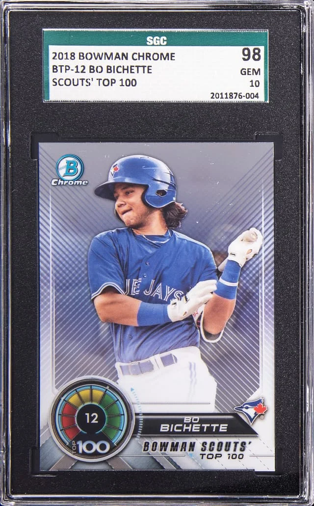 2018 Bowman Chrome Bo Bichette Scouts' Top 100 #BTP-12 card image