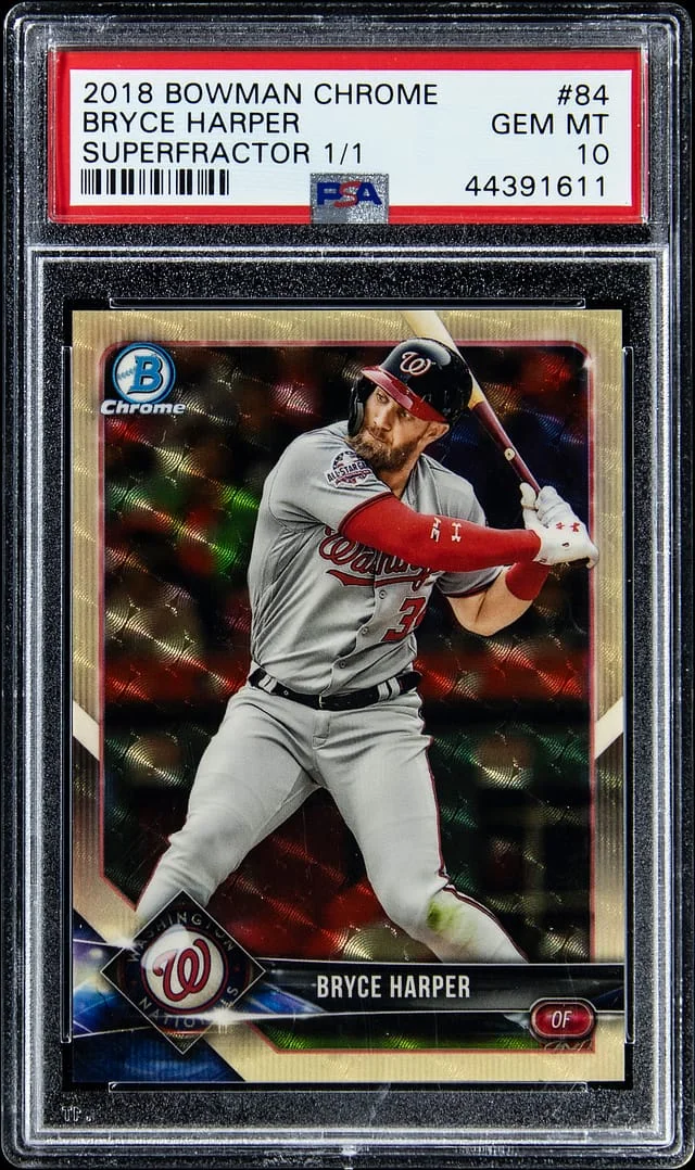 2018 Bowman Chrome Bryce Harper SuperFractor #84 card image