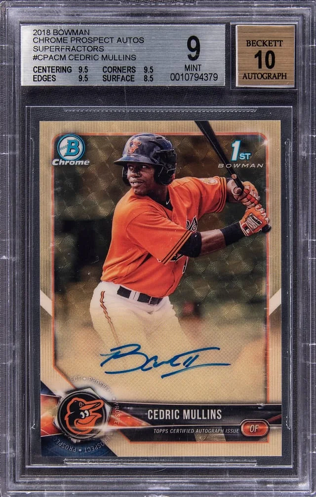 2018 Bowman Chrome Cedric Mullins Prospect Autographs SuperFractor #CPA-CM card image