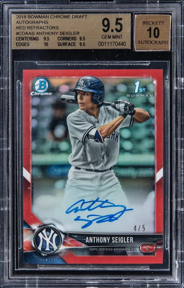 2018 Bowman Chrome Draft Anthony Seigler Autograph Red Refractors #CDA-AS card image