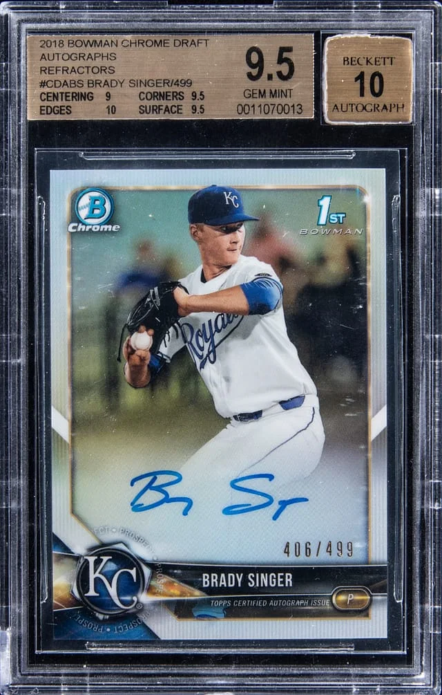 2018 Bowman Chrome Draft Brady Singer Autographs Refractors #CDABS card image