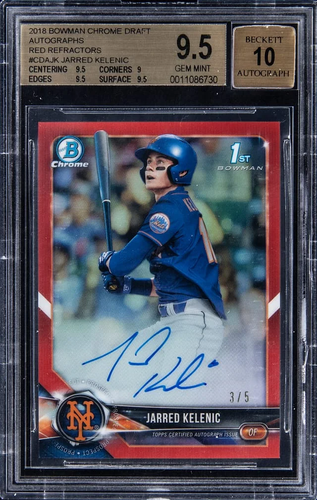 2018 Bowman Chrome Draft Jarred Kelenic Autographs Orange Refractor #CDA-JK card image