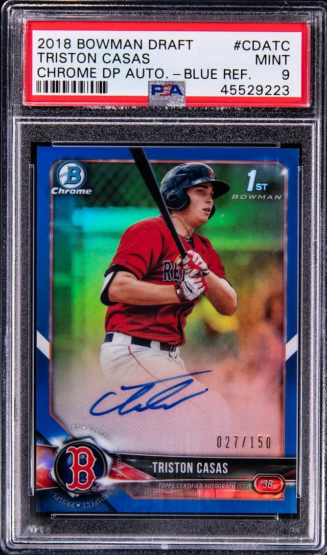 2018 Bowman Chrome Draft Triston Casas Picks Autograph Blue Refractor #CDATC card image