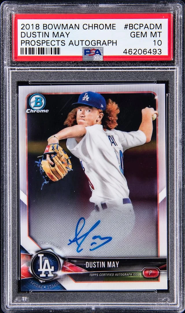 2018 Bowman Chrome Dustin May Prospect Autograph #BCPA-DM card image