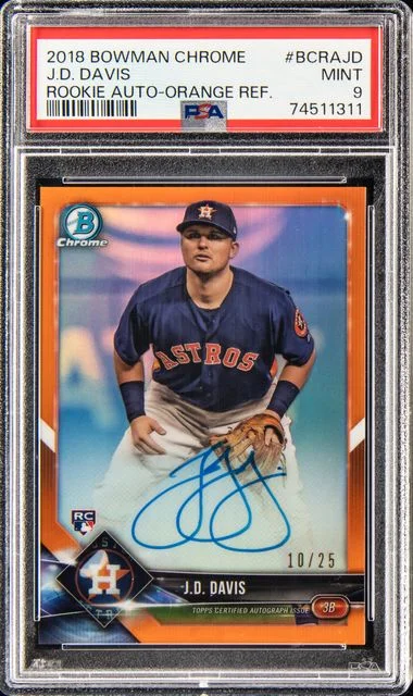 2018 Bowman Chrome J.D. Davis Autographs Orange Refractor #BCRA-JD card image