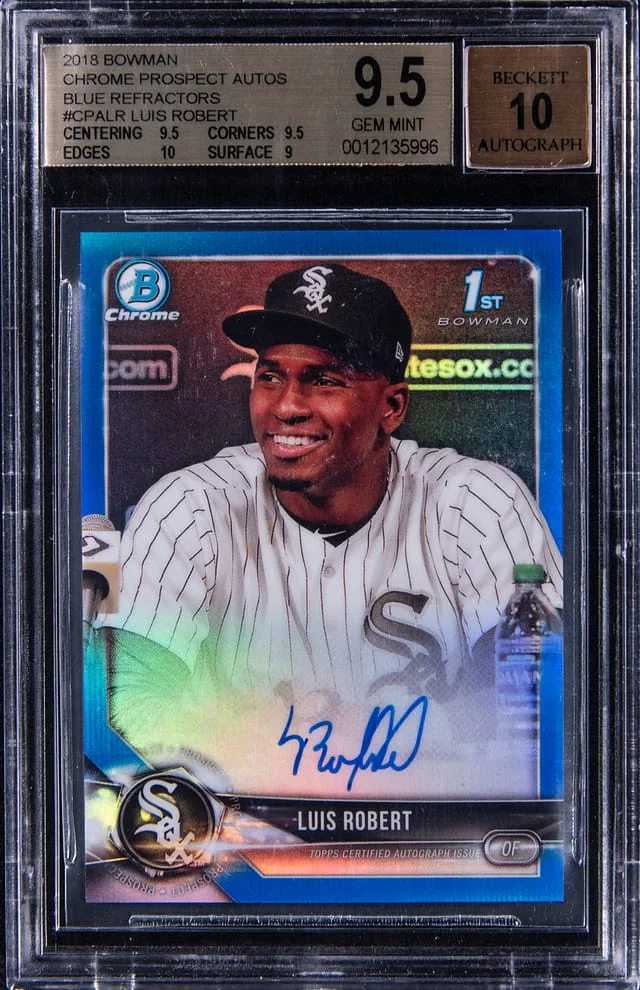 2018 Bowman Chrome Luis Robert Prospect Autographs Blue Refractor #CPALR card image