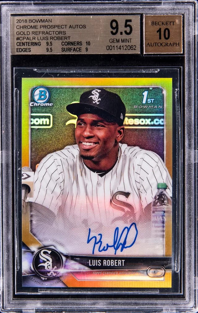 2018 Bowman Chrome Luis Robert Jr. Prospect Autographs Gold Refractor #CPA-LR card image