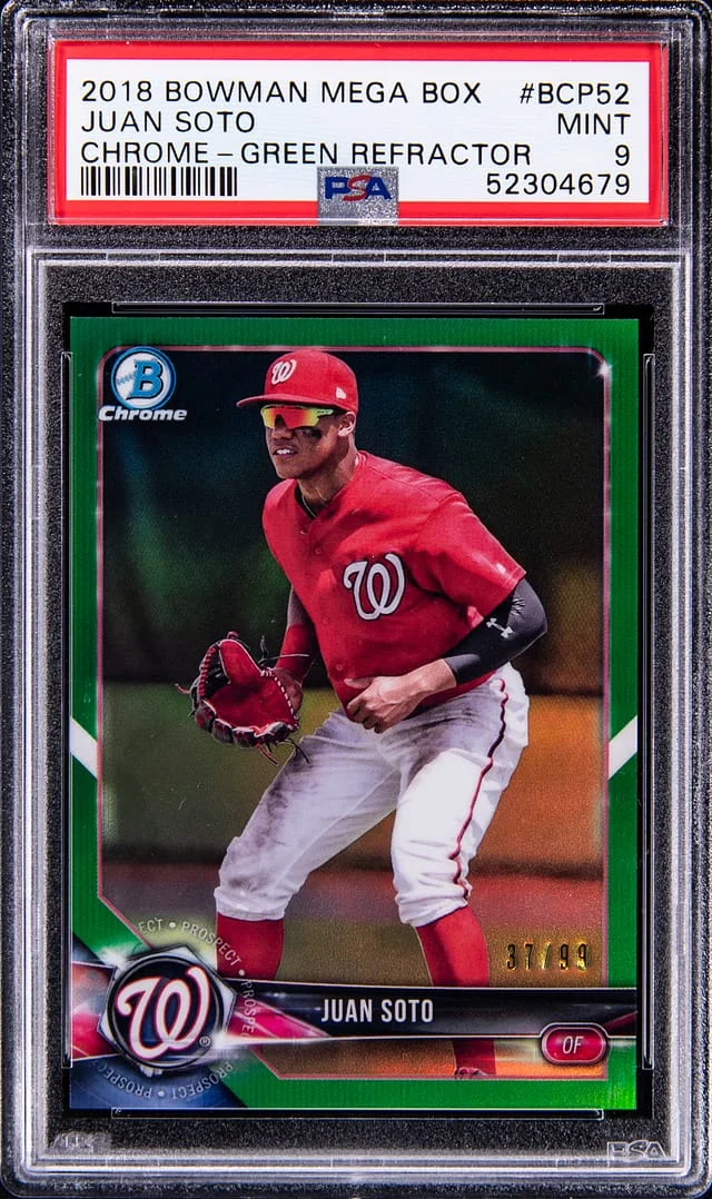 2018 Bowman Chrome Mega Box Juan Soto Green Refractor #BCP52 card image